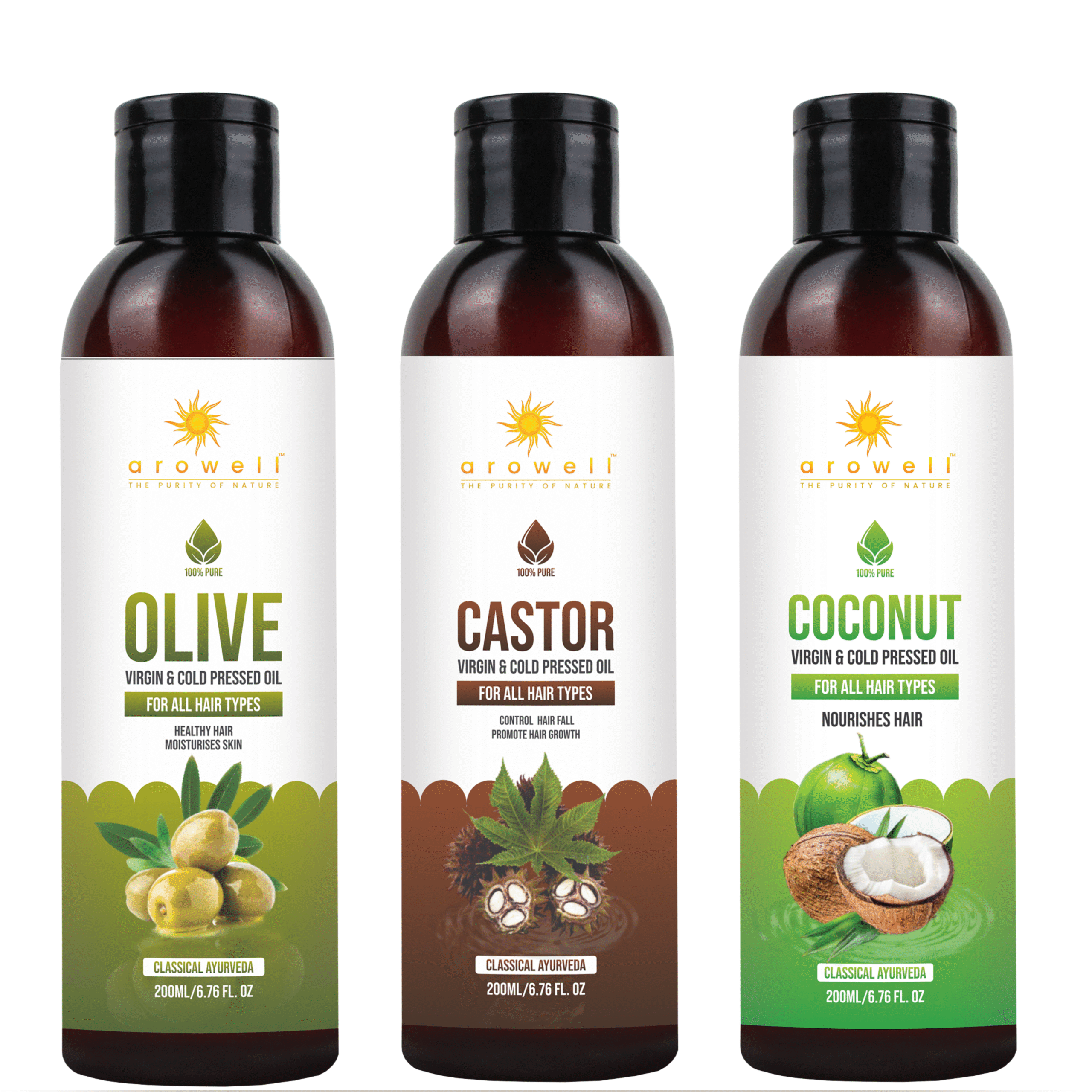 Ultimate Oil Trio: Olive, Castor & Coconut for Complete Wellness