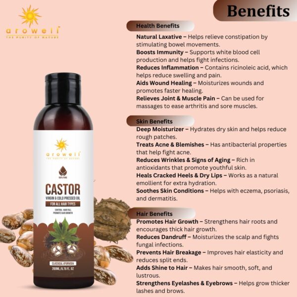 Arowell 100% Virgin Pure Castor Oil - Image 2